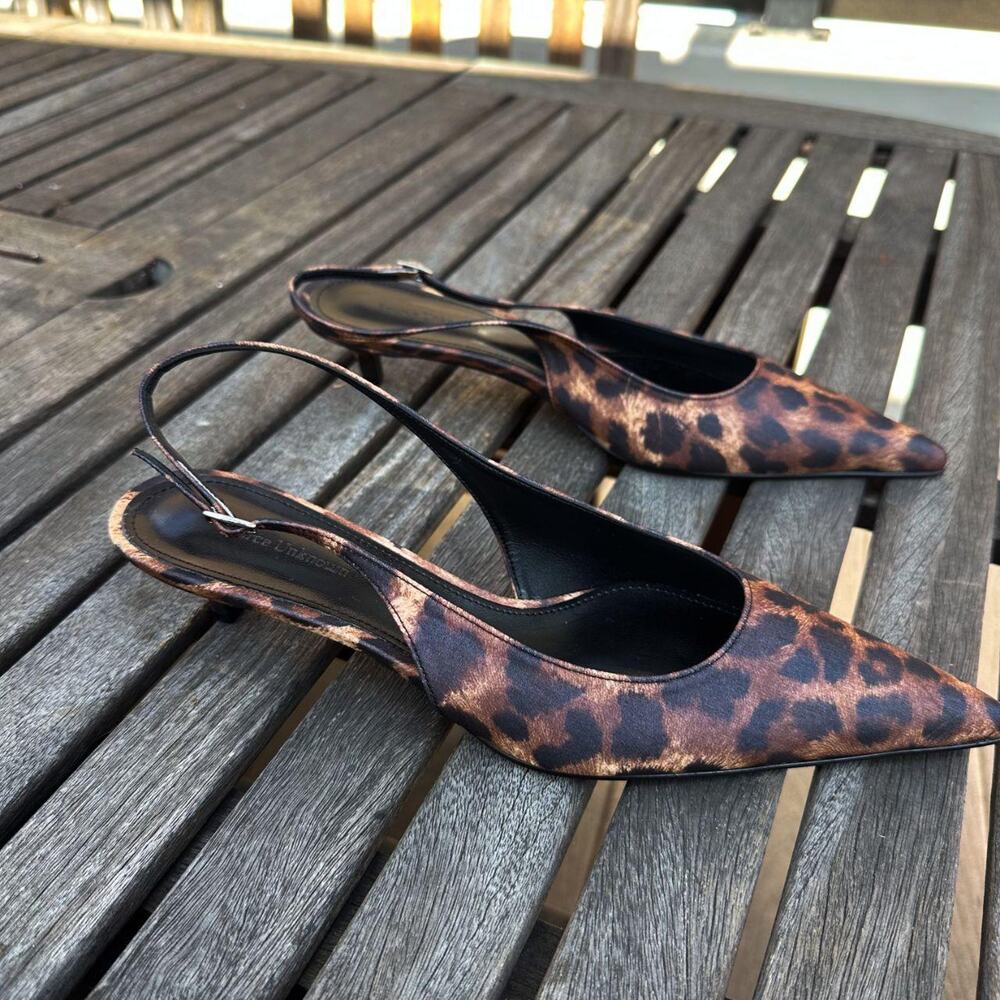 Source Unknown Lafu Leopard Print Satin Slingback… - image 5